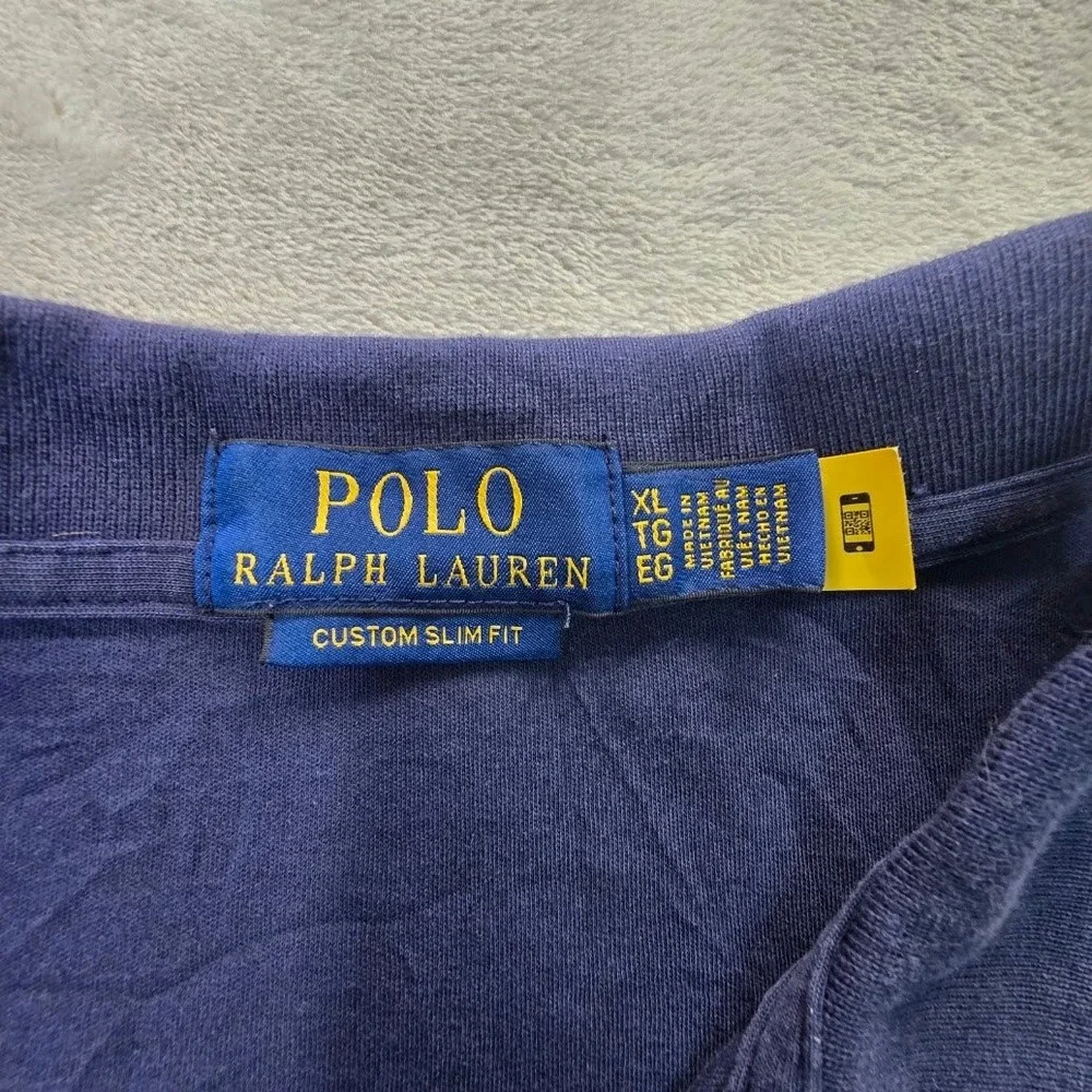Polo Ralph Lauren Mens XL Custom Slim Fit Short Sleeve Navy Blue Polo Shirt